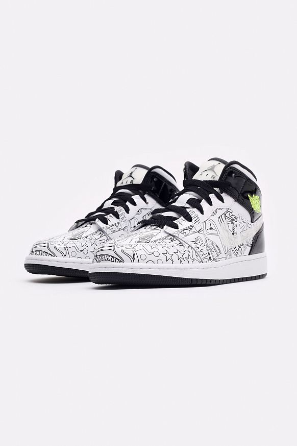 Женские кроссовки Jordan 1 Mid SE (GS) (DC4099-100) - фото 4 картинки