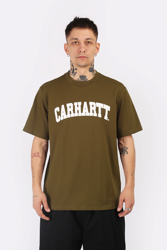 Мужская футболка Carhartt WIP S/S University T-Shirt (I028990-lumber/white) - фото 2 картинки