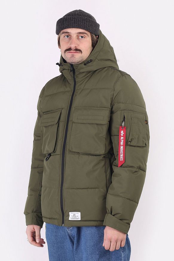 Мужская куртка Alpha Industries Hooded Puffer Jacket (MJH52500C1 dark green) - фото 5 картинки