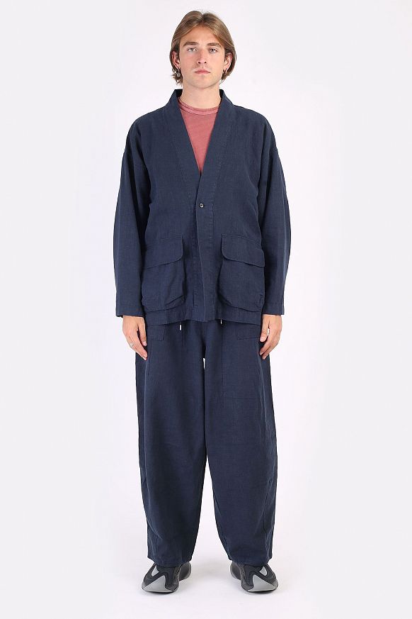 Мужское кимоно FrizmWORKS Linen Durumagi Jacket (SSOT038-navy) - фото 7 картинки