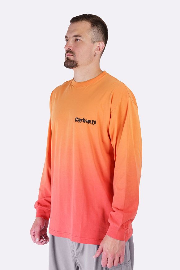 Мужской лонгслив Carhartt WIP L/S Light Work T-Shirt (I034672-pumpkin/cherry) - фото 4 картинки