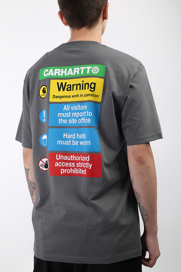 Мужская футболка Carhartt WIP S/S Warning T-Shirt (I028488-husky) - фото 4 картинки