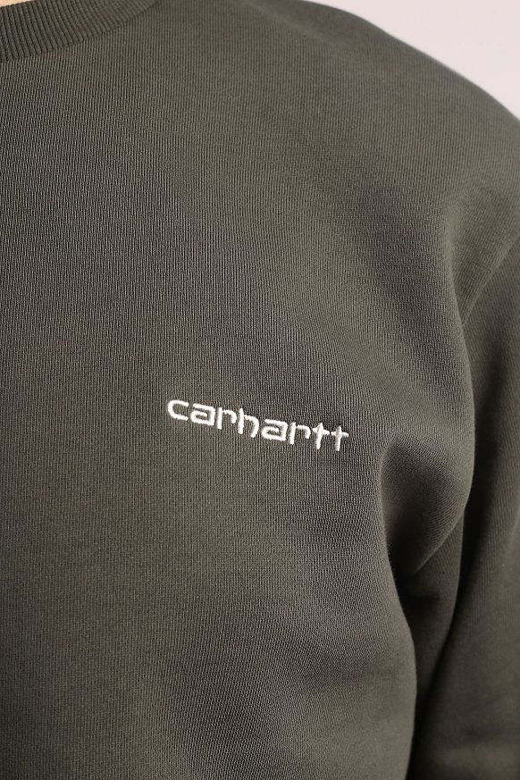 Мужская толстовка Carhartt WIP Script Embroidery Sweat (I031242-boxwood/white) - фото 2 картинки