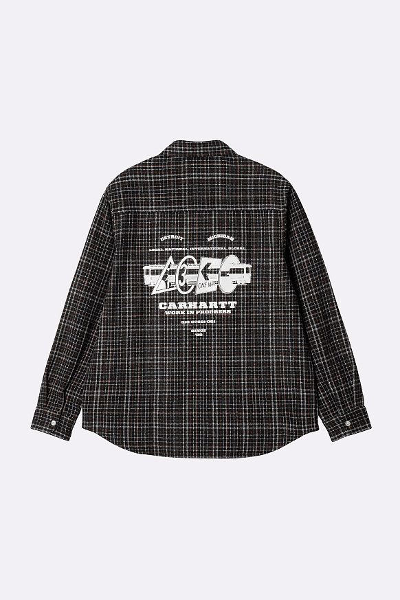 Мужская рубашка Carhartt WIP L/S Runaway Millett Shirt (I034383-Millettch blk/wax) - фото 2 картинки