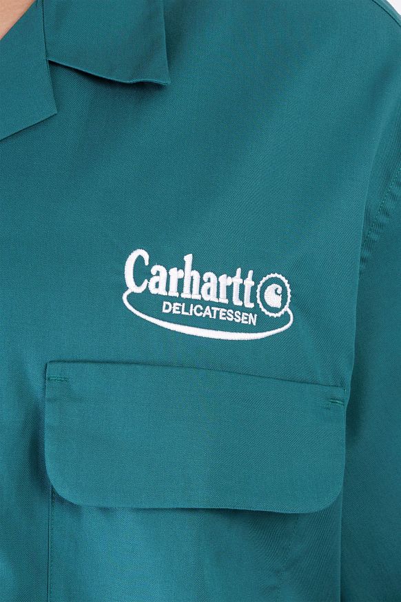 Мужская рубашка Carhartt WIP S/S Deli Shirt (I034738-rainforest/white) - фото 6 картинки