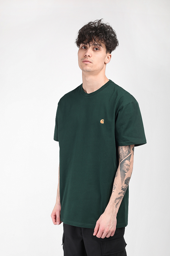 Мужская футболка Carhartt WIP Chase T-Shirt (I026391-bottlegr/gold)