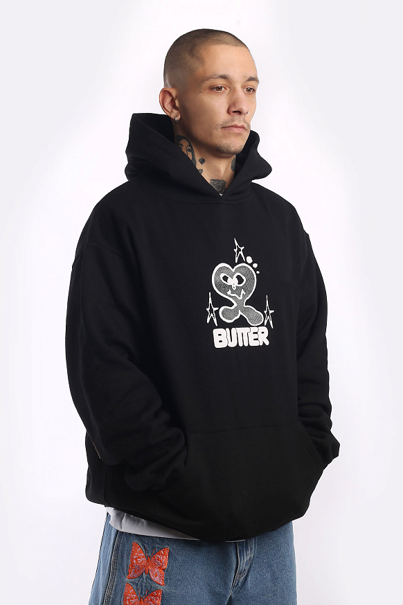 Мужская толстовка Butter Goods Heart Logo Pullover Hood (Heart logo-black) - фото 4 картинки