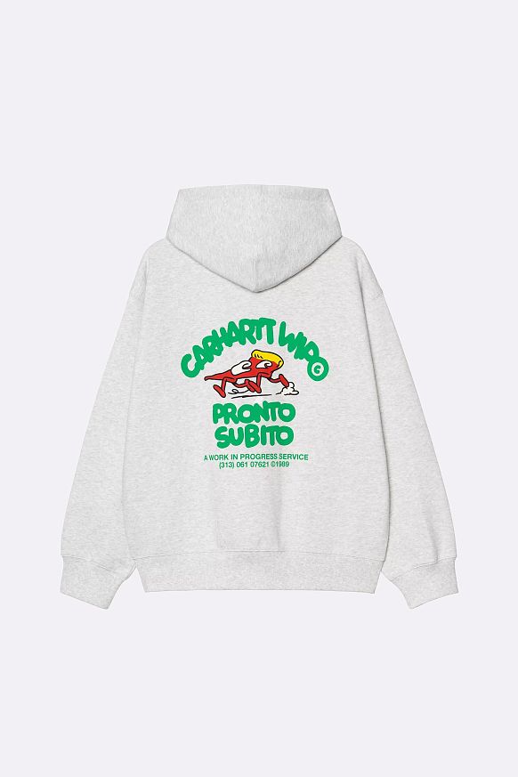 Мужская толстовка Carhartt WIP Hooded Pronto Sweat Jacket (I035177 Ash-heather) - фото 2 картинки