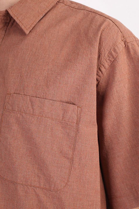 Мужская рубашка FrizmWORKS Checked String Half Shirt (SSST034-orange) - фото 2 картинки