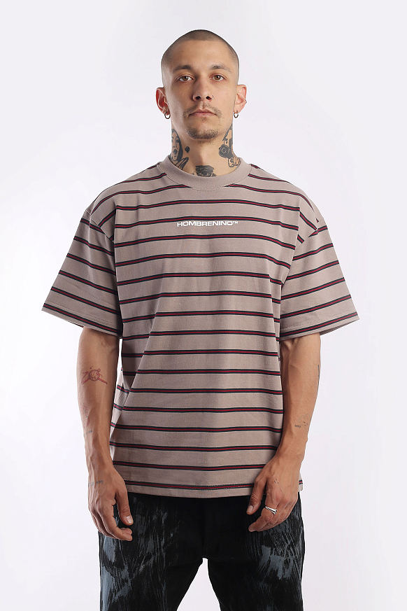 Мужская футболка Hombre Nino Stripe S/S Tee (0231-CT0003-beige) - фото 2 картинки