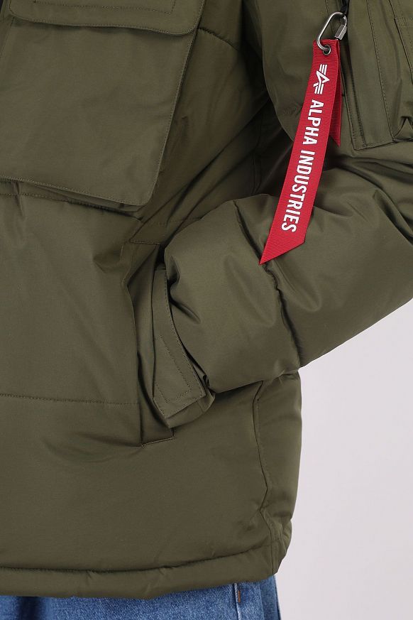 Мужская куртка Alpha Industries Hooded Puffer Jacket (MJH52500C1 dark green) - фото 6 картинки