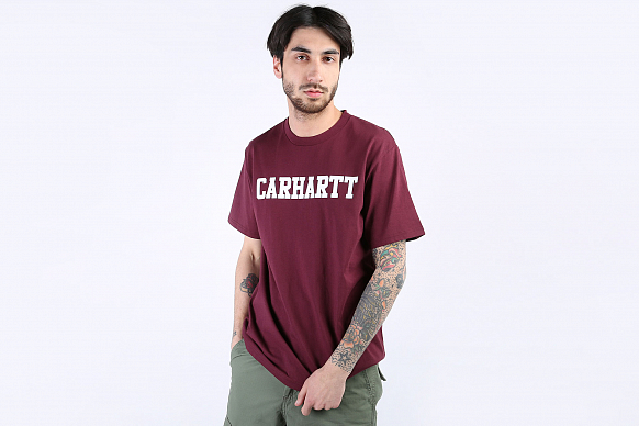 Мужская футболка Carhartt WIP S/S College T-Shirt (I024772-shiraz/w)