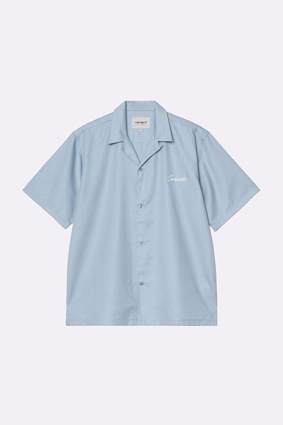 Мужская рубашка Carhartt WIP S/S Delray Shirt (I031465-blue/wht frosted)