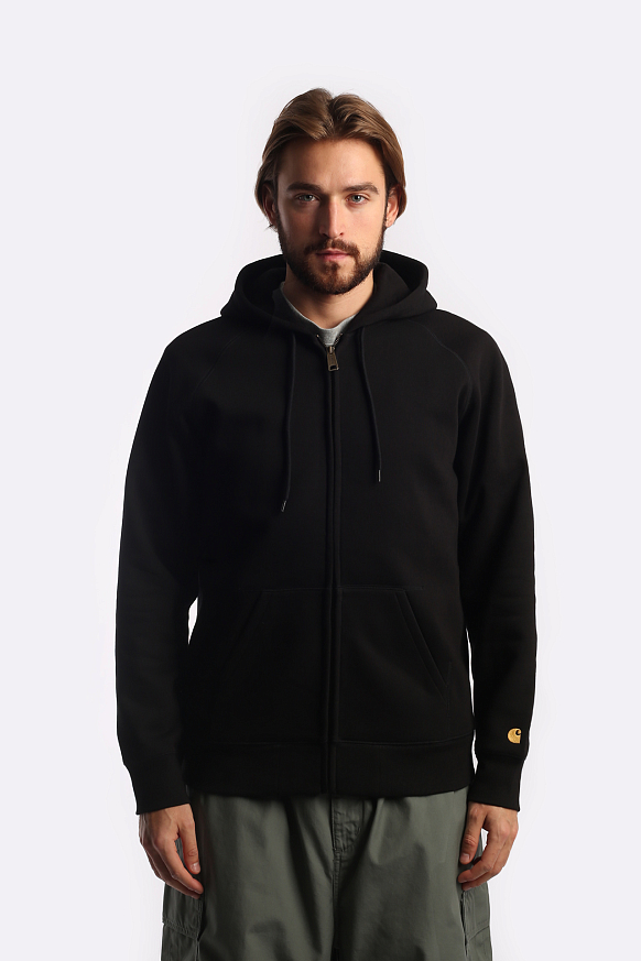 Мужская толстовка Carhartt WIP Hooded Chase Jacket (I026385-black/gold) - фото 4 картинки