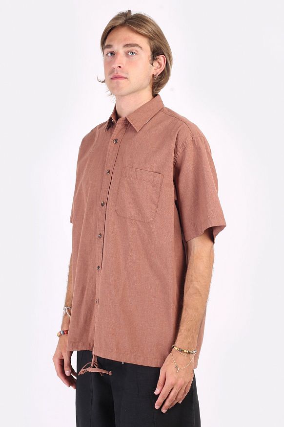 Мужская рубашка FrizmWORKS Checked String Half Shirt (SSST034-orange) - фото 3 картинки