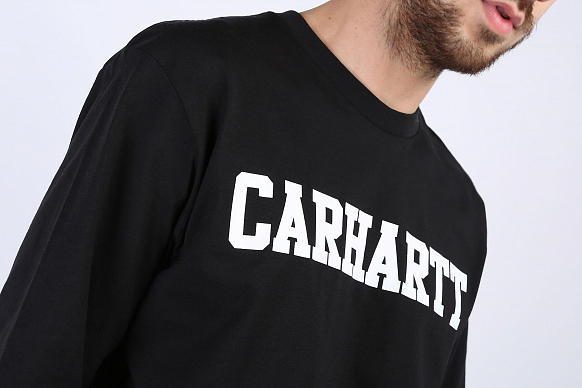 Мужской лонгслив Carhartt WIP L/S College T-Shirt (I024805-blk/whit) - фото 2 картинки