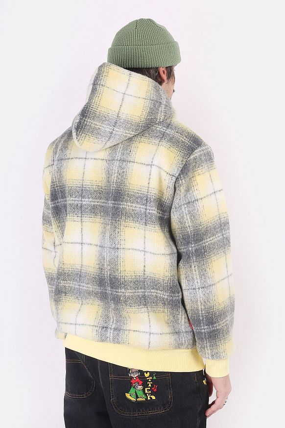Мужская толстовка Butter Goods Heavyweight Plaid Pullover (Heavyweight hood-charcoal) - фото 4 картинки
