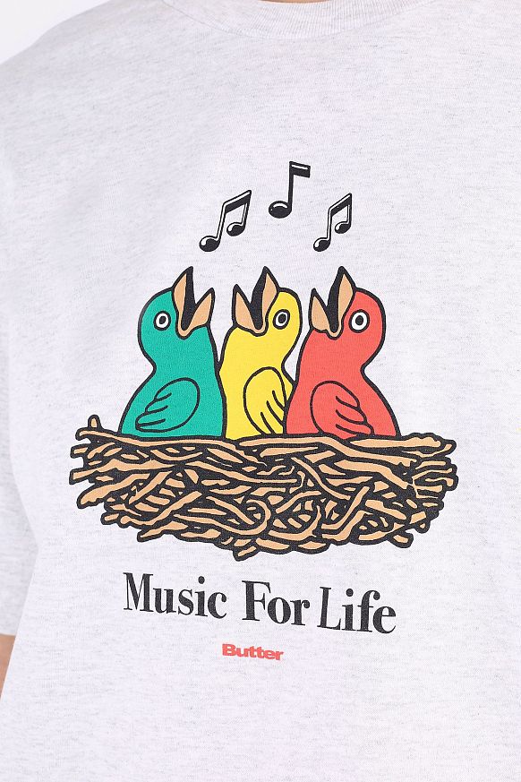 Мужская футболка Butter Goods Music For Life Tee (MUSIC LIFE-ash grey) - фото 2 картинки