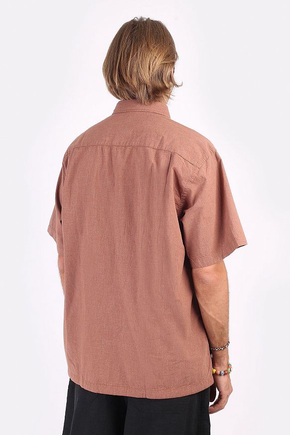 Мужская рубашка FrizmWORKS Checked String Half Shirt (SSST034-orange) - фото 6 картинки