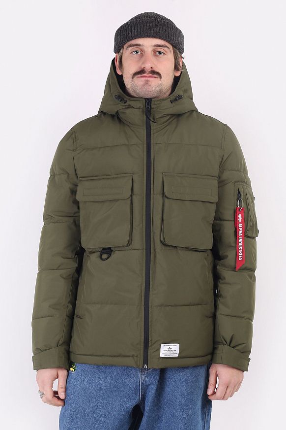 Мужская куртка Alpha Industries Hooded Puffer Jacket (MJH52500C1 dark green) - фото 4 картинки