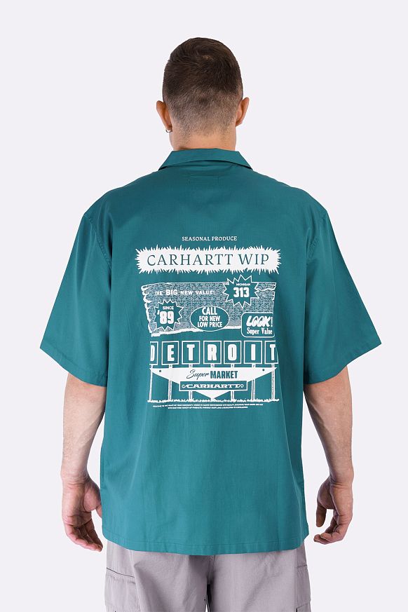 Мужская рубашка Carhartt WIP S/S Deli Shirt (I034738-rainforest/white) - фото 5 картинки