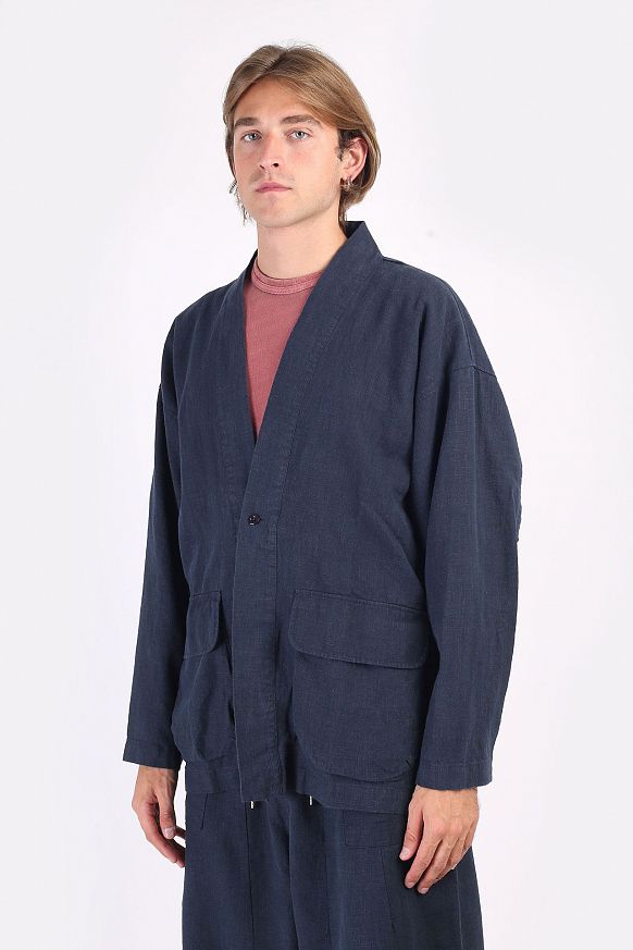 Мужское кимоно FrizmWORKS Linen Durumagi Jacket (SSOT038-navy) - фото 3 картинки