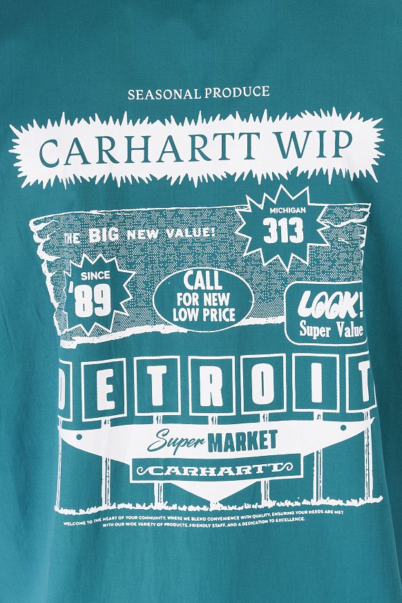 Мужская рубашка Carhartt WIP S/S Deli Shirt (I034738-rainforest/white) - фото 8 картинки