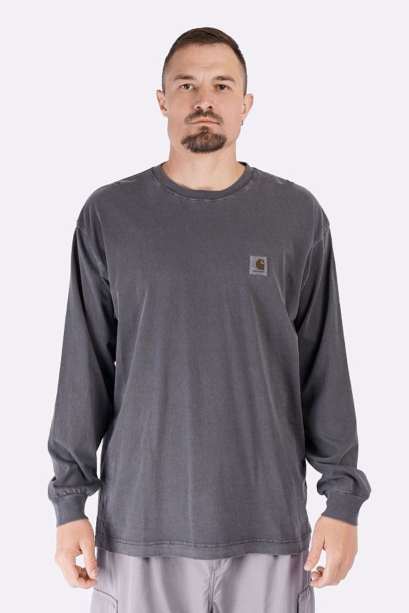 Мужской лонгслив Carhartt WIP L/S Nelson T-Shirt (I029948-graphite garm dyd) - фото 2 картинки