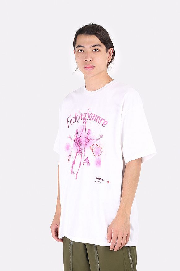 Мужская футболка FUKSQRE Pinkskeletons Tee (Pinkskeletons-white) - фото 4 картинки