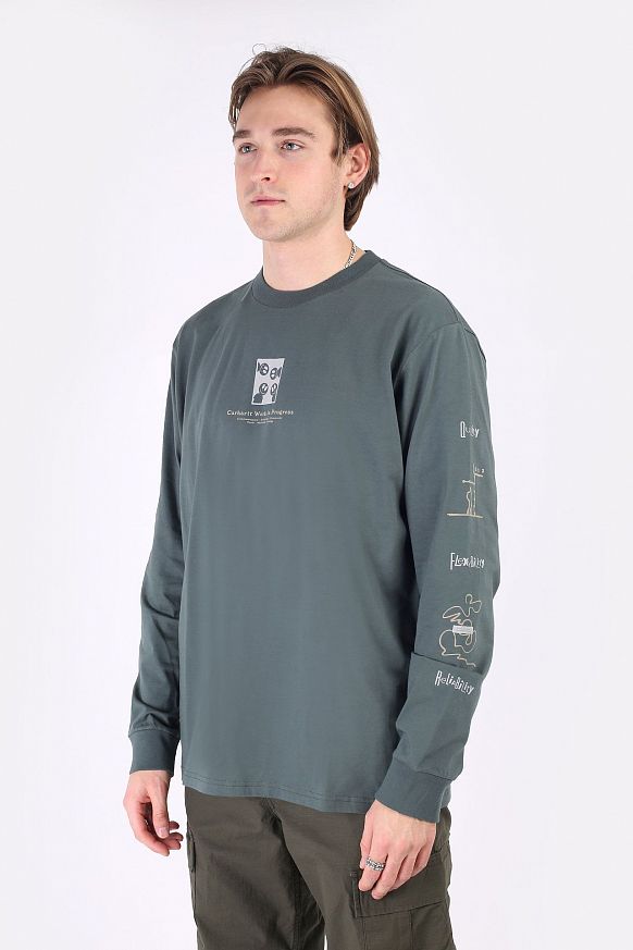 Мужской лонгслив Carhartt WIP L/S Dome T-Shirt (I029982-hemlock green)