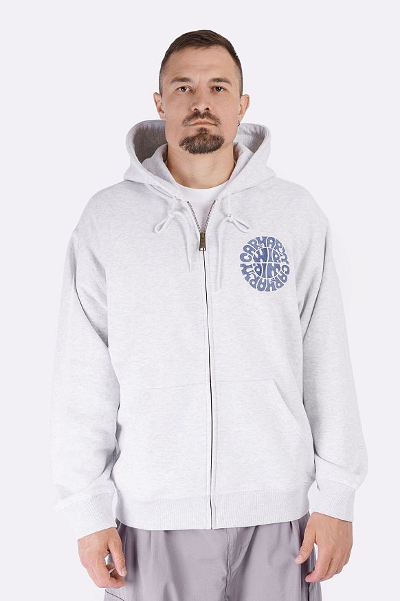 Мужская толстовка Carhartt WIP Hooded Nelson Sweat (I034731-ash heat/blu iris) - фото 3 картинки