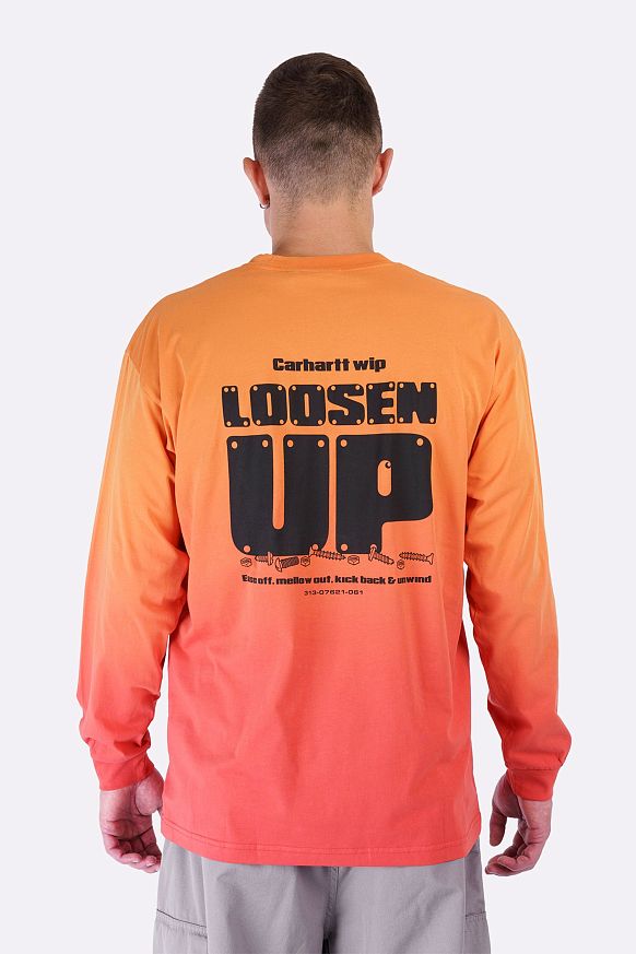 Мужской лонгслив Carhartt WIP L/S Light Work T-Shirt (I034672-pumpkin/cherry) - фото 5 картинки