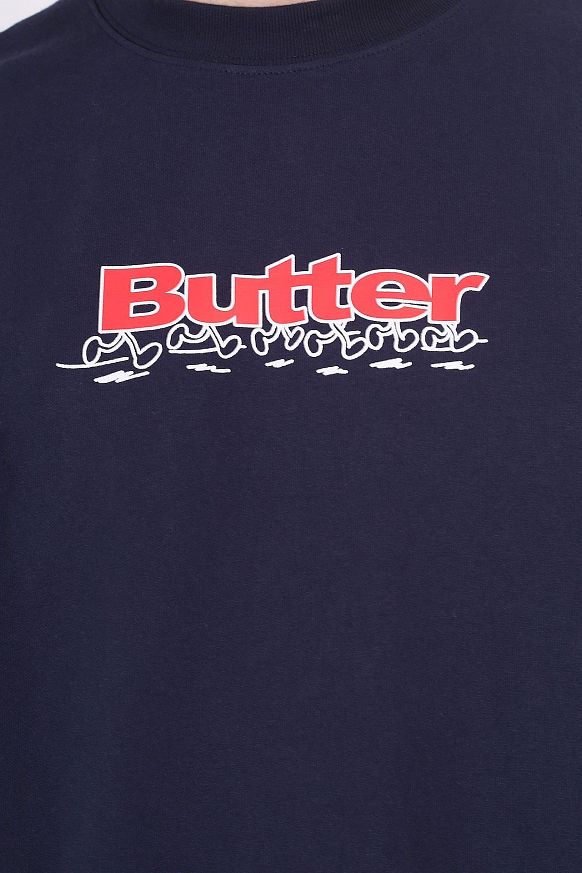 Мужская футболка Butter Goods Running Logo Tee (Running Logo Tee-navy) - фото 2 картинки