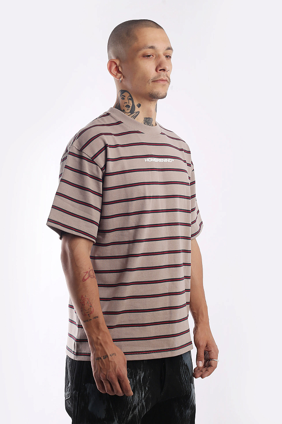 Мужская футболка Hombre Nino Stripe S/S Tee (0231-CT0003-beige) - фото 4 картинки