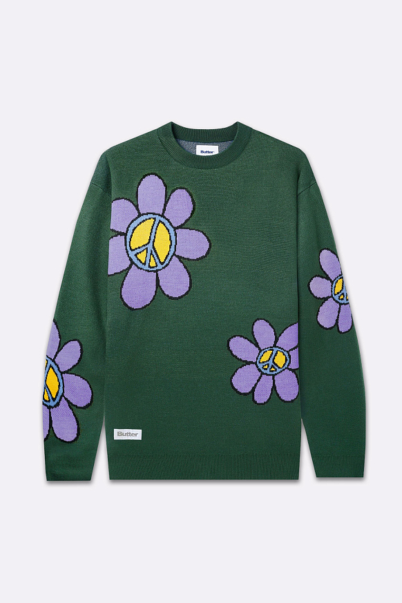 Мужской свитер Butter Goods Flowers Knit (Flowers Knit-sage)