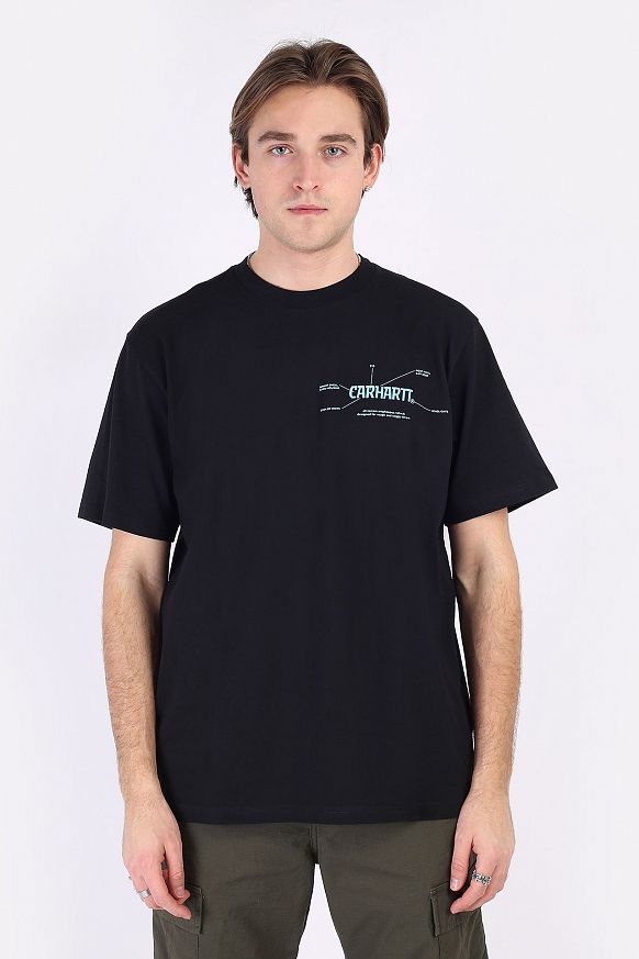 Мужская футболка Carhartt WIP S/S Blueprint T-Shirt (I029979-blk/lgt blue) - фото 3 картинки