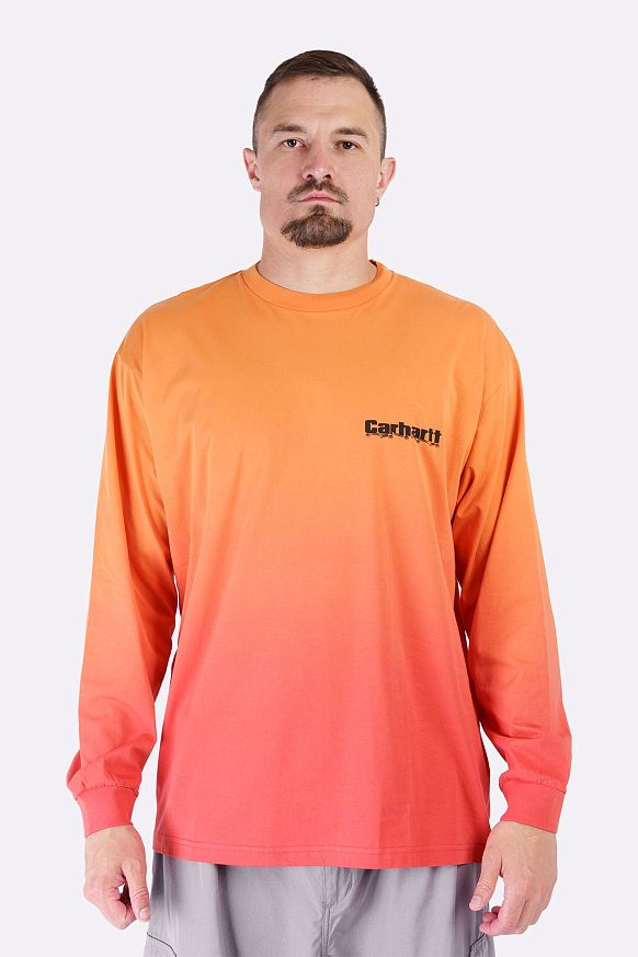 Мужской лонгслив Carhartt WIP L/S Light Work T-Shirt (I034672-pumpkin/cherry) - фото 3 картинки