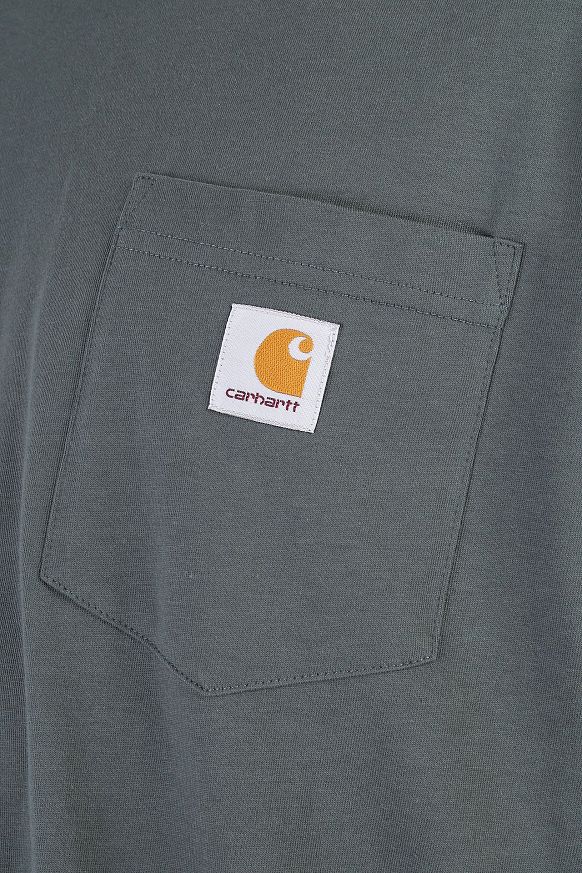 Мужской лонгслив Carhartt WIP L/S Pocket T-Shirt (I022094-hemlock green) - фото 2 картинки