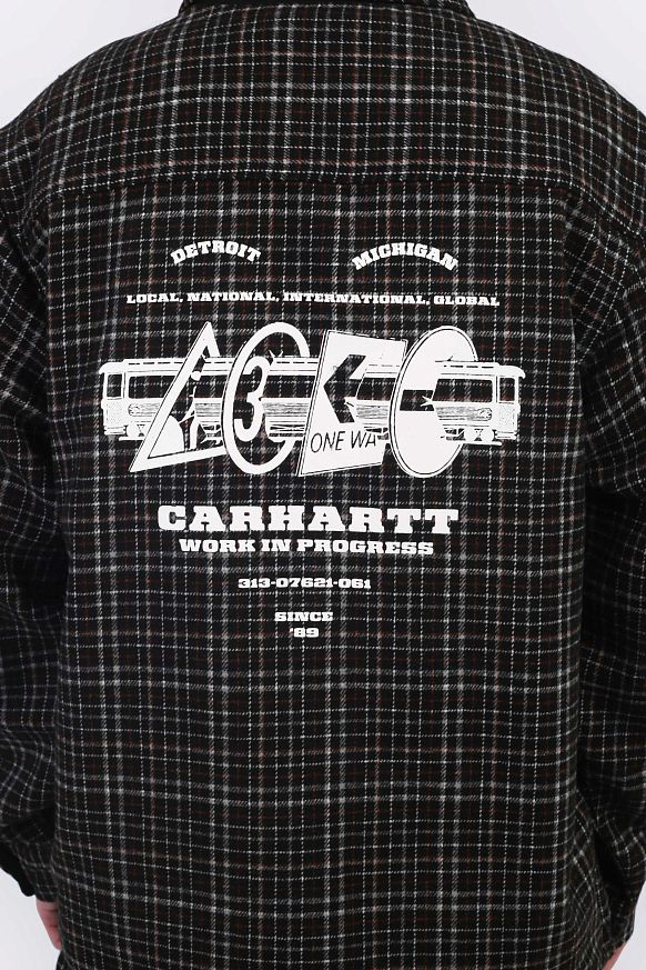 Мужская рубашка Carhartt WIP L/S Runaway Millett Shirt (I034383-Millettch blk/wax) - фото 6 картинки