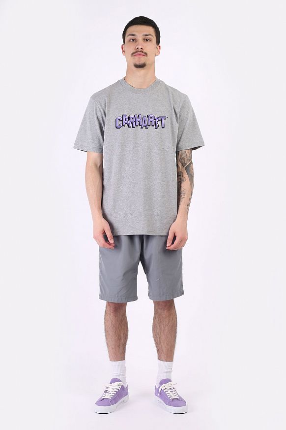 Мужская футболка Carhartt WIP S/S Shattered Script T-Shirt (I029604-grey heather) - фото 5 картинки