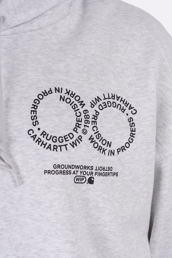 Мужская толстовка Carhartt WIP Hooded Rotation Sweat (I034690-ash heather/blk) - фото 6 картинки