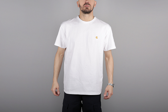 Мужская футболка Carhartt WIP S/S Chase T-Shirt (I026391-white/gold)