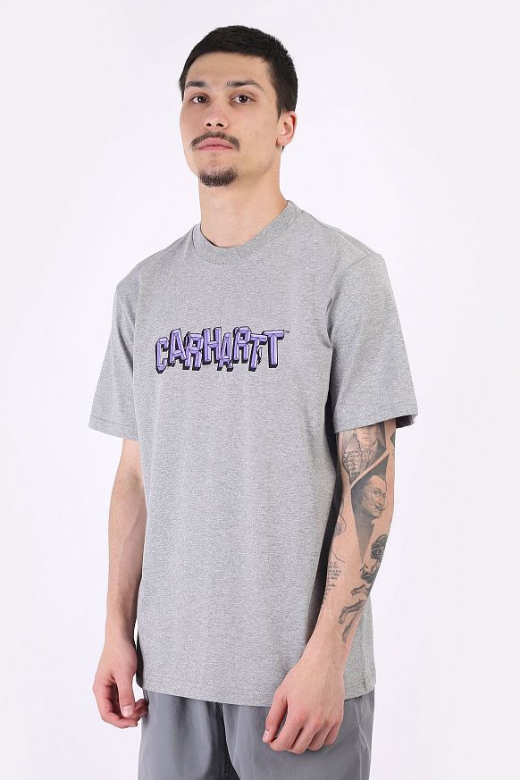 Мужская футболка Carhartt WIP S/S Shattered Script T-Shirt (I029604-grey heather)