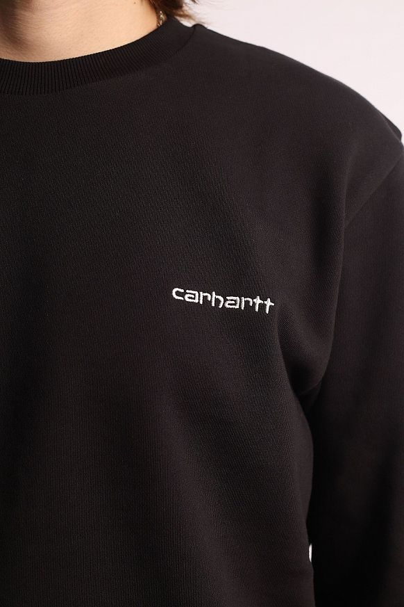Мужская толстовка Carhartt WIP Script Embroidery Sweat (I031242-black/white) - фото 2 картинки