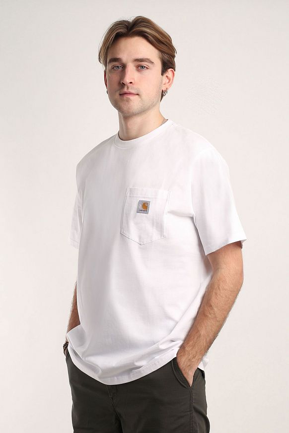 Мужская футболка Carhartt WIP S/S Pocket T-Shirt (I030434-white) - фото 4 картинки