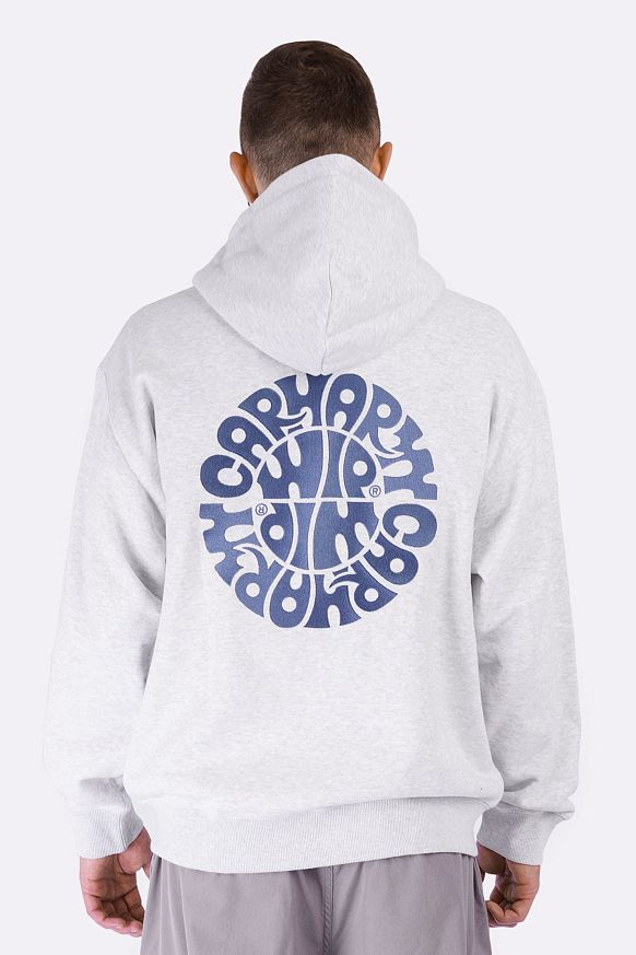 Мужская толстовка Carhartt WIP Hooded Nelson Sweat (I034731-ash heat/blu iris) - фото 6 картинки