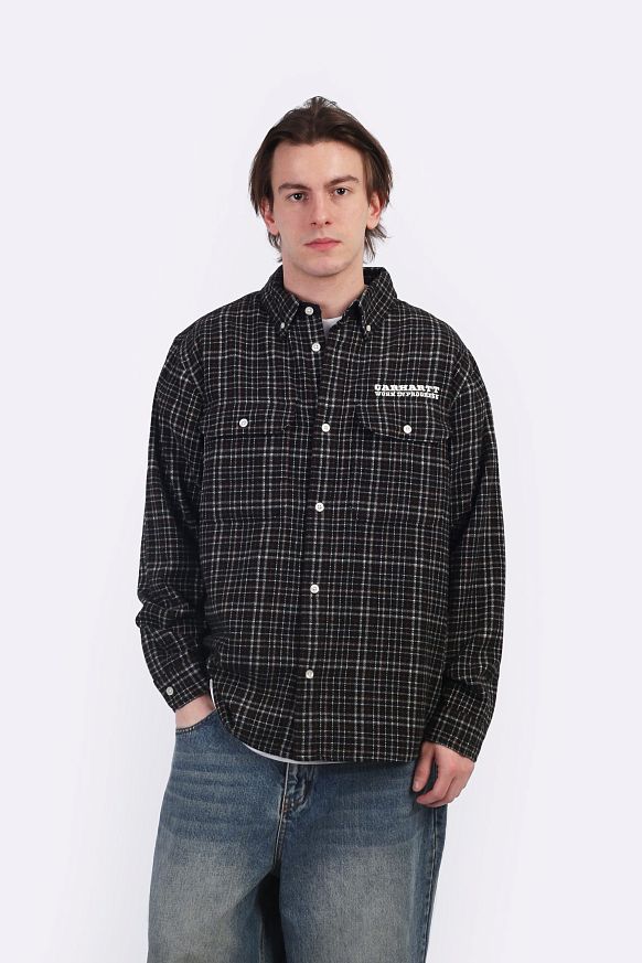 Мужская рубашка Carhartt WIP L/S Runaway Millett Shirt (I034383-Millettch blk/wax) - фото 3 картинки
