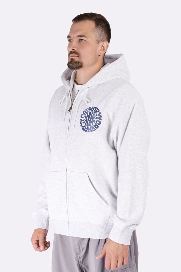 Мужская толстовка Carhartt WIP Hooded Nelson Sweat (I034731-ash heat/blu iris) - фото 5 картинки