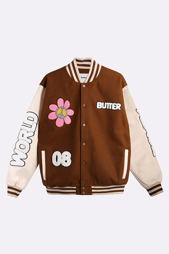 Мужская куртка Butter Goods World Peace Varsity Jacket (World Peace Varsity-brown)