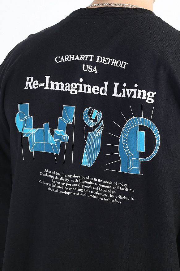 Мужской лонгслив Carhartt WIP L/S Living T-Shirt (I030179-black) - фото 4 картинки